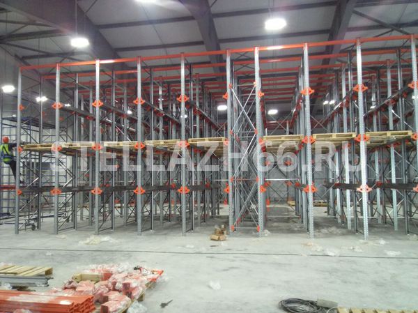 Глубинные стеллажи высотой 5800 мм 4 яруса хранения (1 на полу 3 на стеллаже)