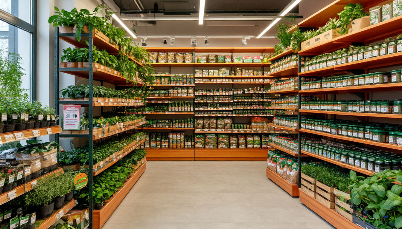 Стеллажи для садовых товаров и принадлежностей