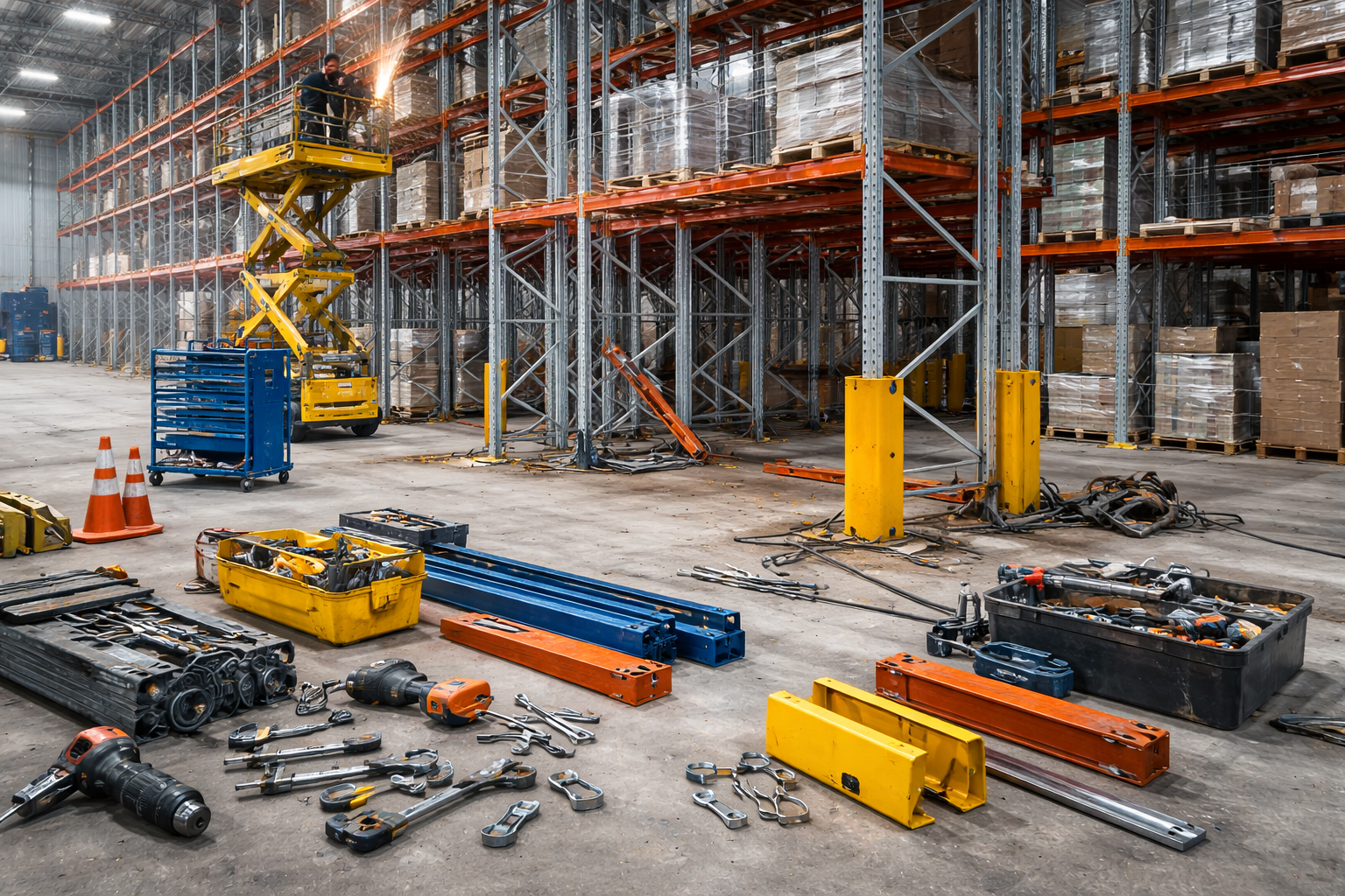 Ремонт стеллажного оборудования — восстановление и модернизация складских систем